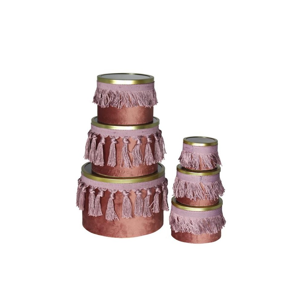 SET 6 SCATOLE ROSA CON NAPPE